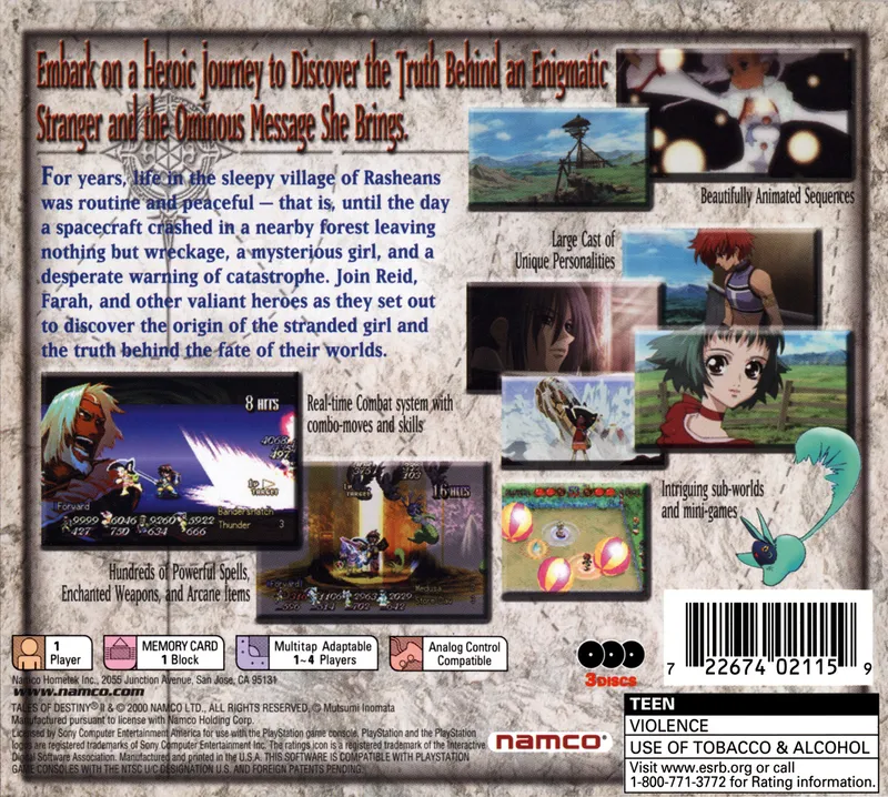Tales of Destiny II box back