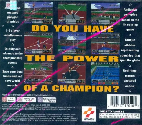 International Track & Field box back