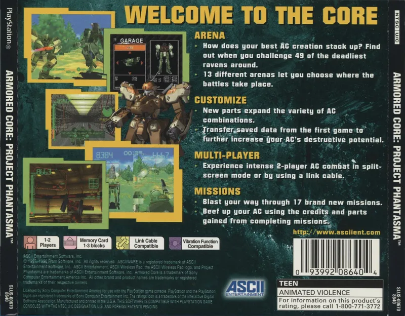 Armored Core: Project Phantasma box back