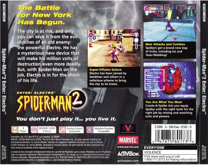 Spider-Man 2: Enter Electro box back