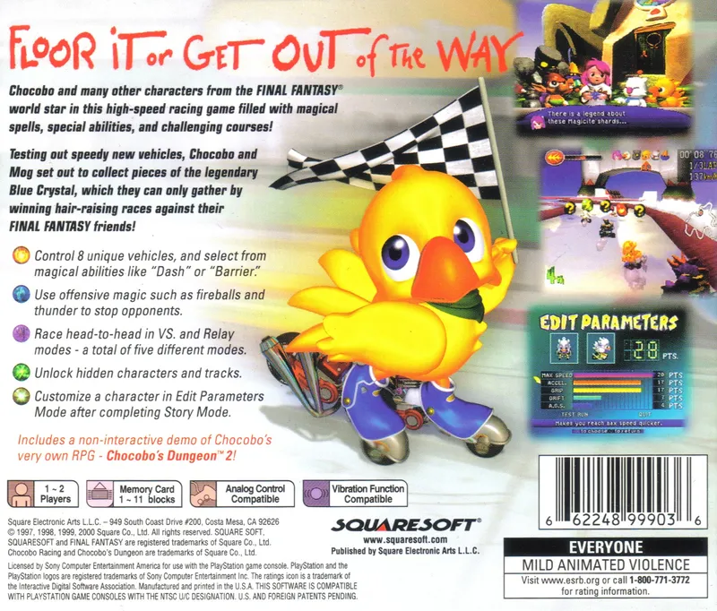 Chocobo Racing box back