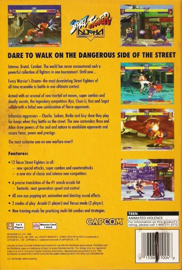 Street Fighter Alpha: Warriors' Dreams box back