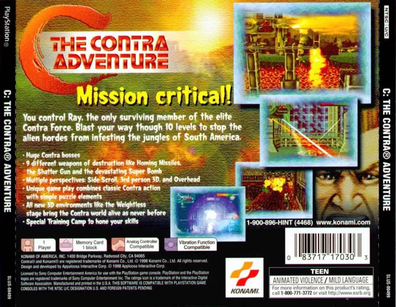 C: The Contra Adventure box back