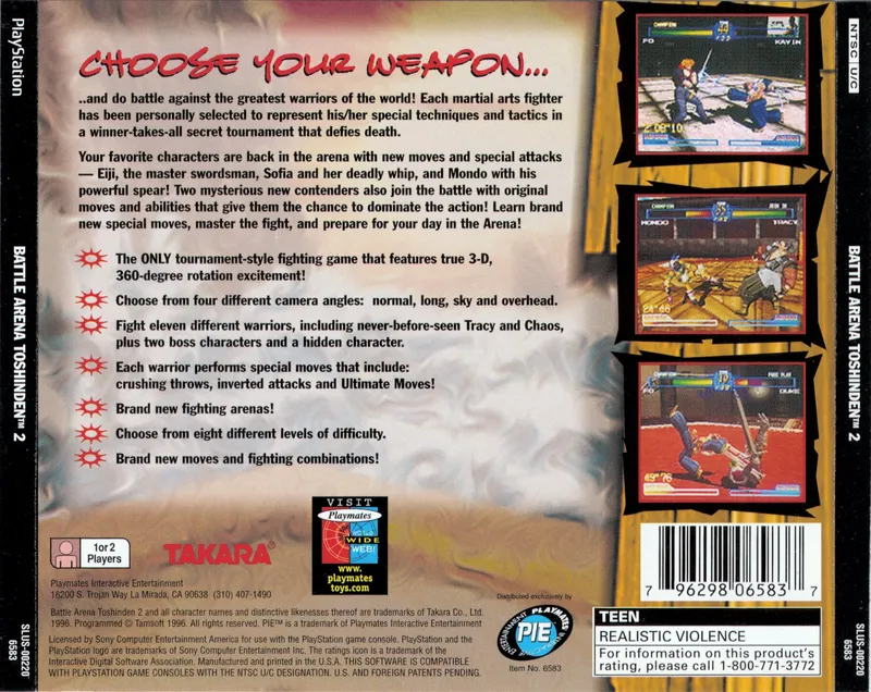 Battle Arena Toshinden 2 box back