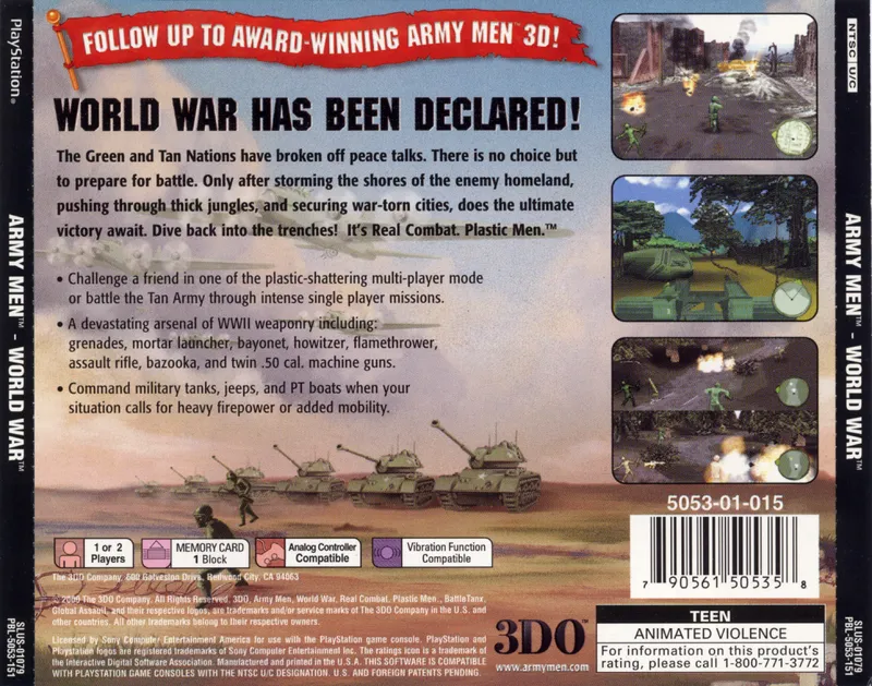 Army Men: World War box back