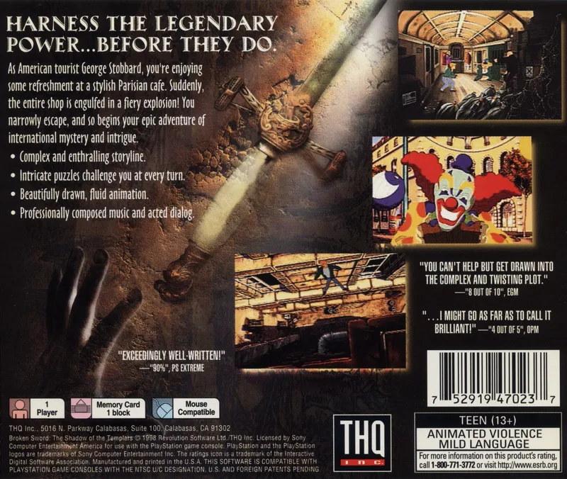 Broken Sword: The Shadow of the Templars box back