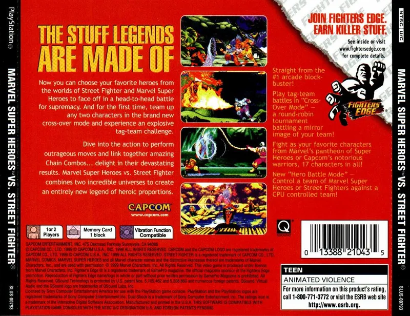 Marvel Super Heroes vs. Street Fighter box back