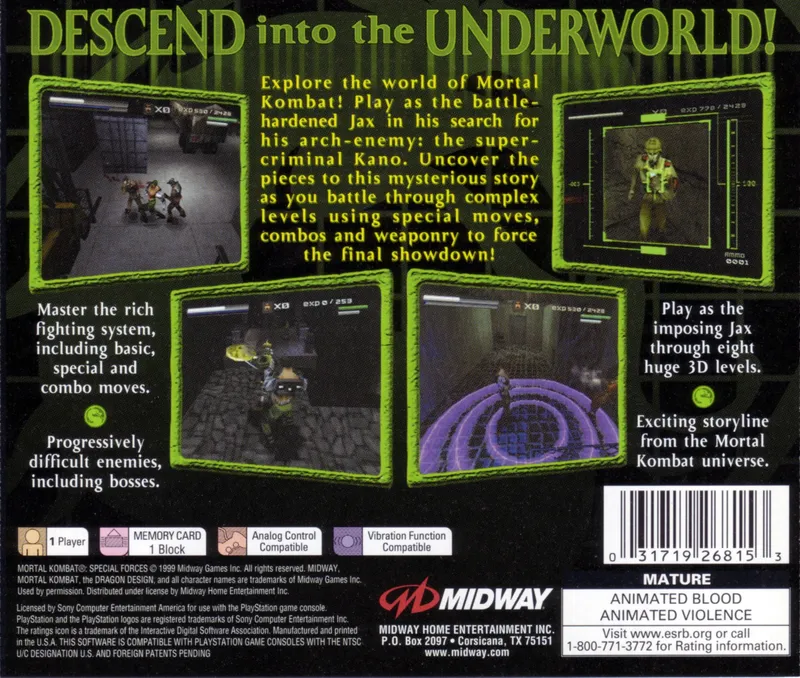 Mortal Kombat: Special Forces box back