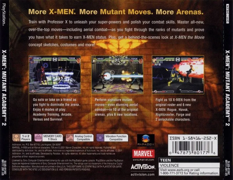 X-Men: Mutant Academy 2 box back