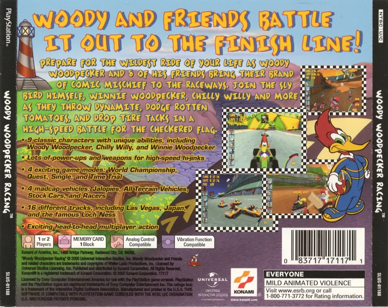 Woody Woodpecker Racing box back