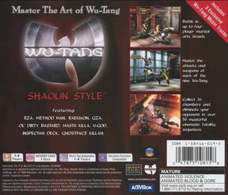 Wu-Tang: Shaolin Style box back