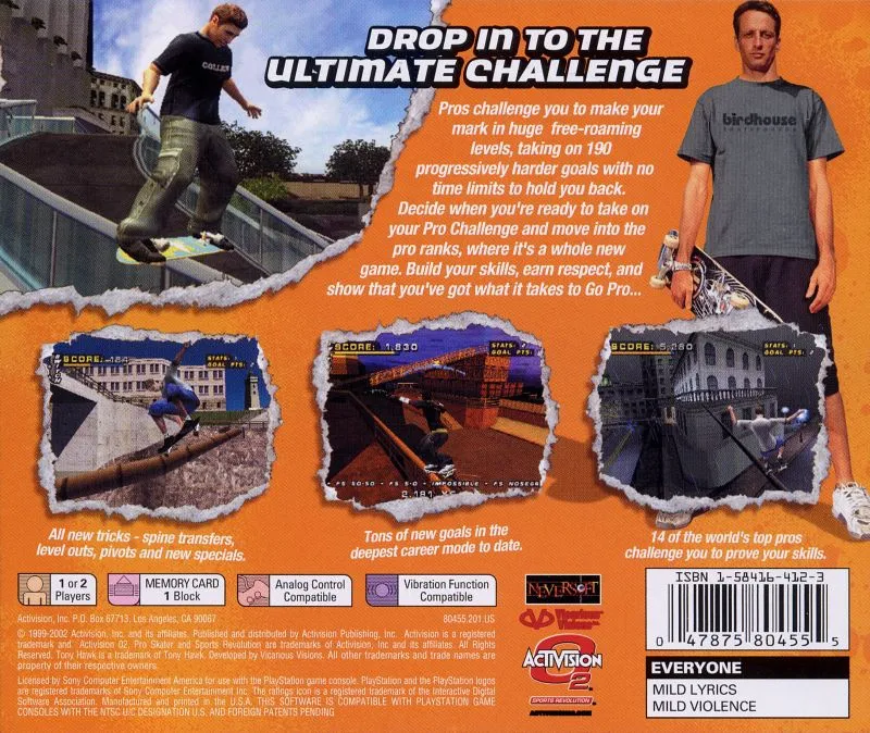 Tony Hawk's Pro Skater 4 box back