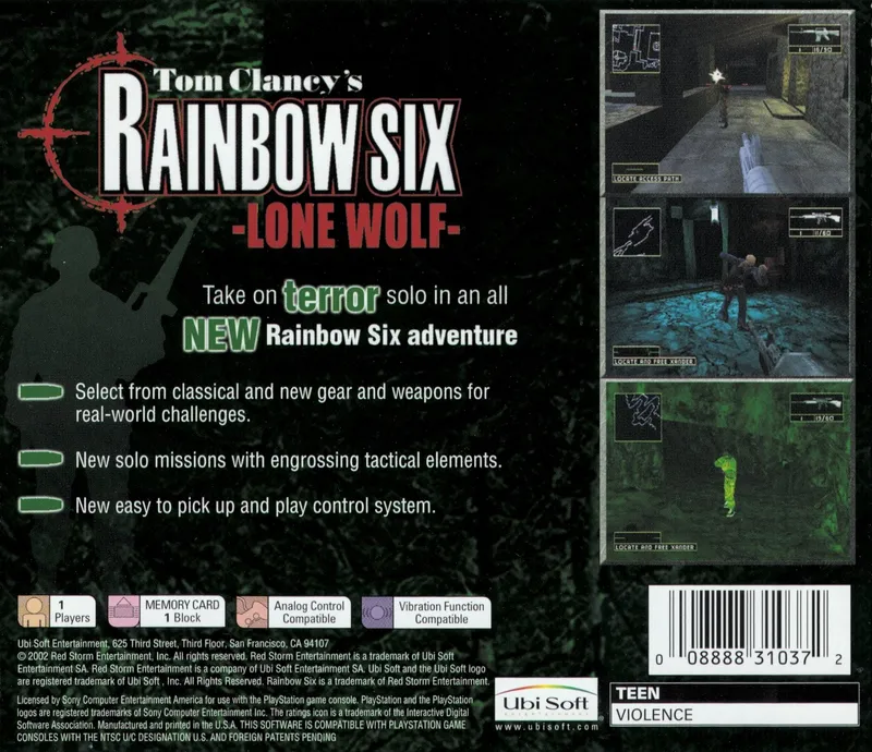 Tom Clancy's Rainbow Six: Lone Wolf box back