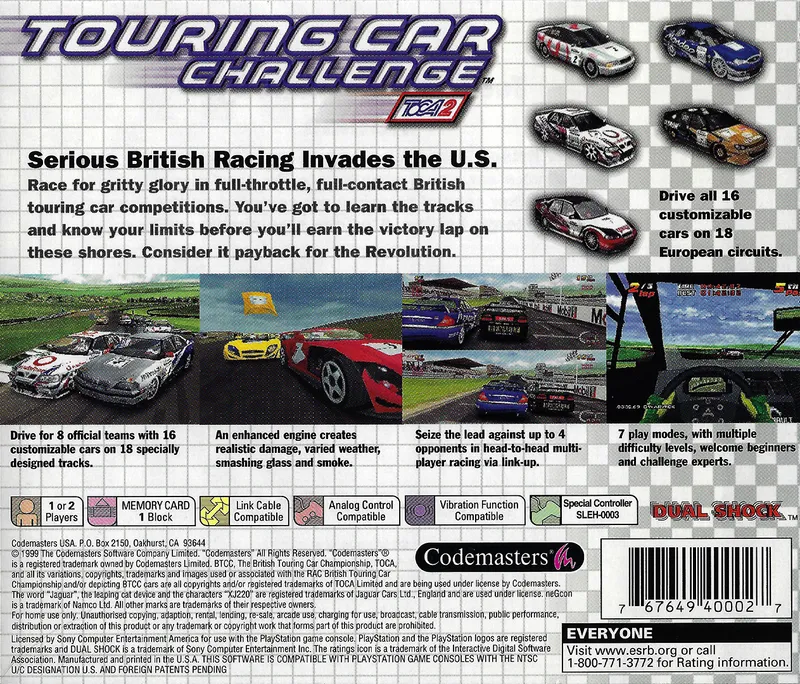 TOCA 2: Touring Car Challenge box back