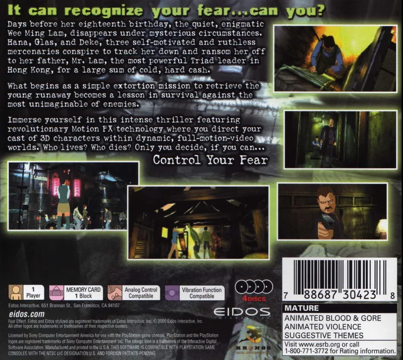 Fear Effect box back