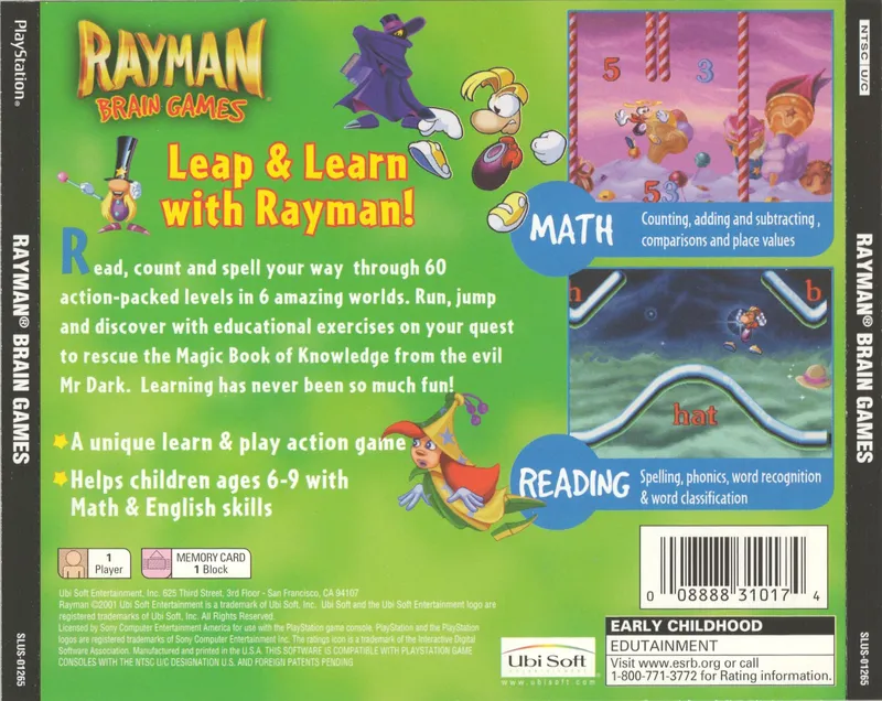 Rayman Brain Games box back