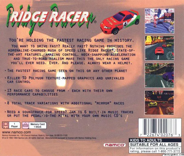 Ridge Racer box back
