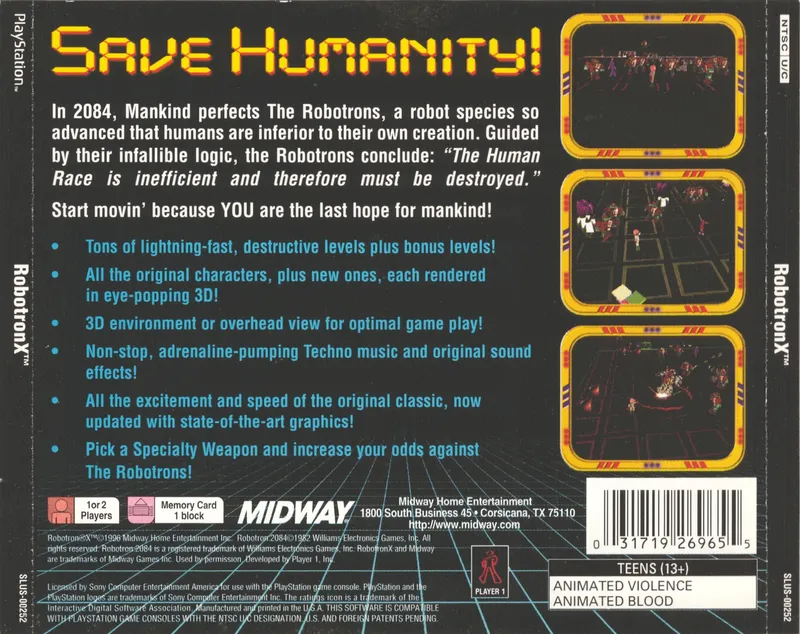 Robotron X box back
