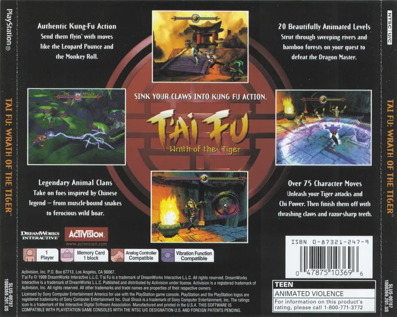T'ai Fu: Wrath of the Tiger box back