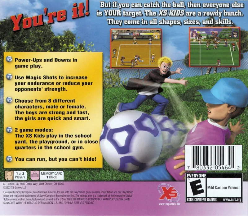 XS Junior League Dodgeball box back