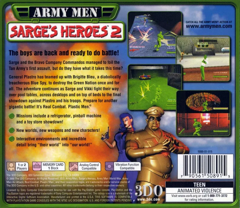 Army Men: Sarge's Heroes 2 box back