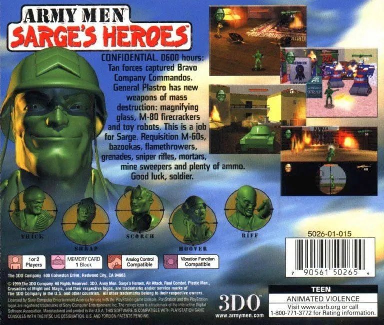 Army Men: Sarge's Heroes box back