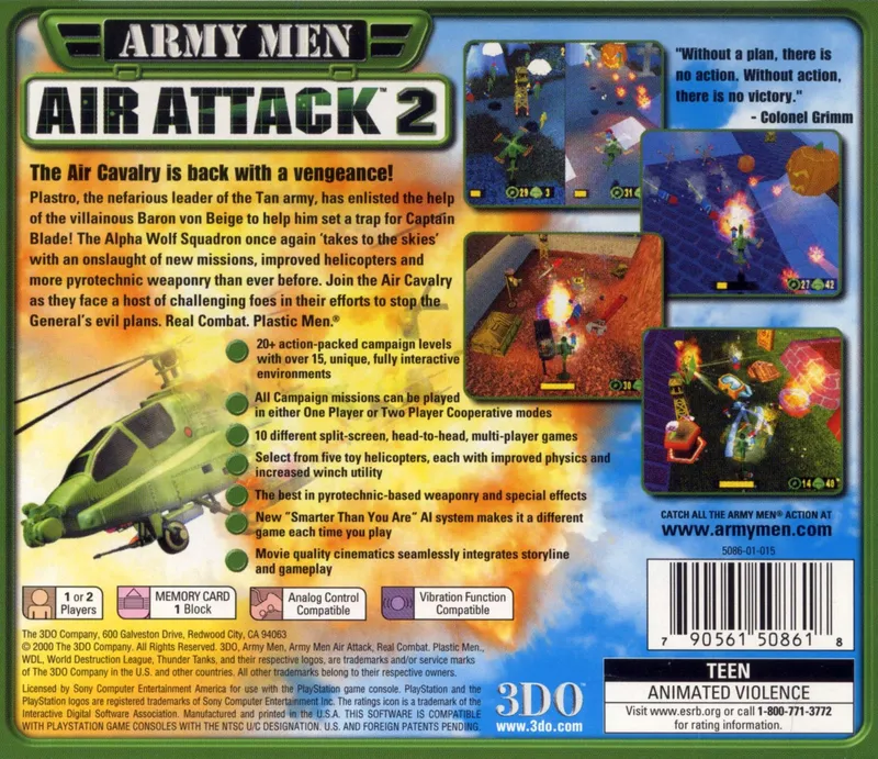 Army Men: Air Attack 2 box back