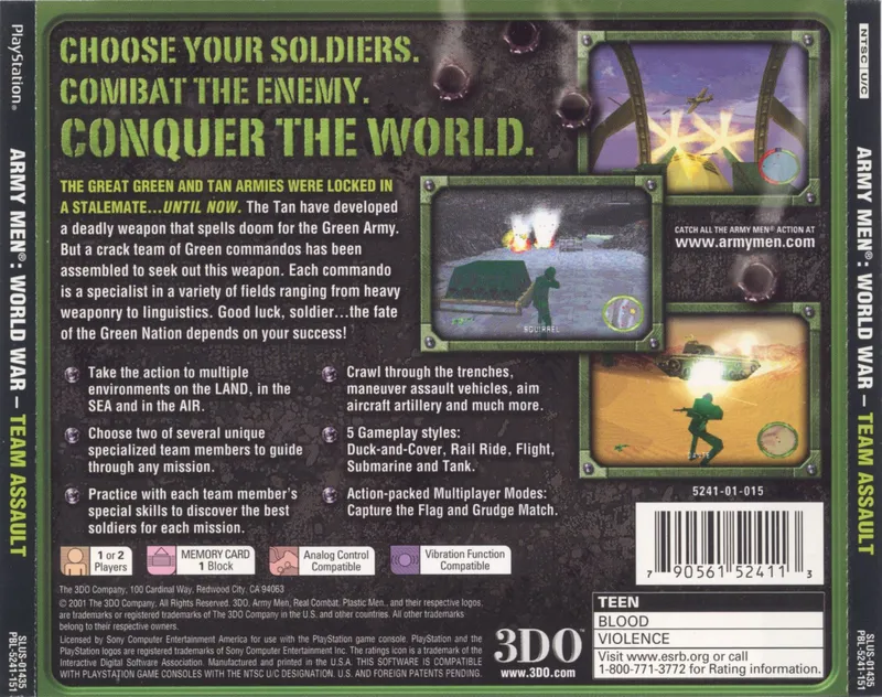 Army Men: World War: Team Assault box back