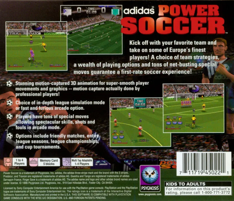 Adidas Power Soccer box back