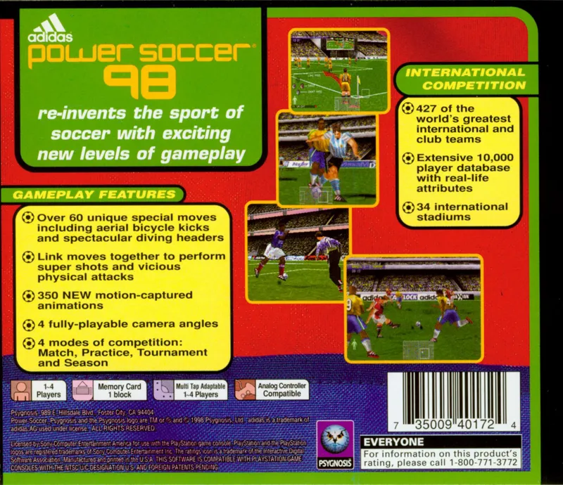 Adidas Power Soccer 98 box back