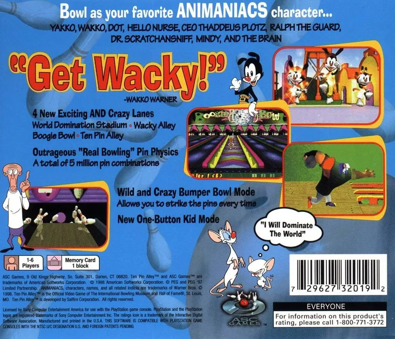 Animaniacs: Ten Pin Alley box back