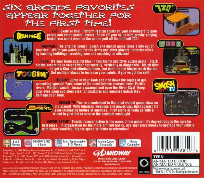 Arcade Party Pak box back