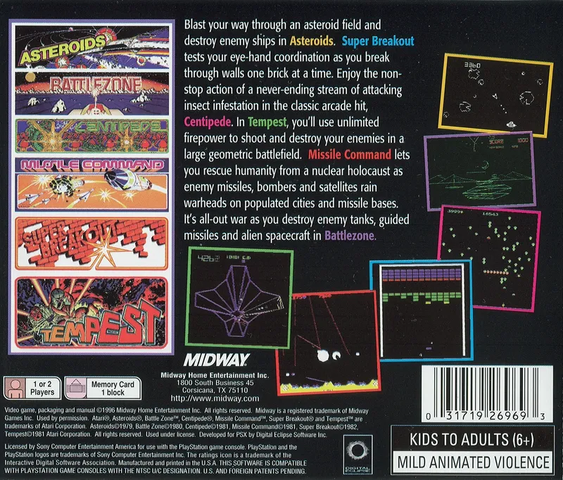 Arcade's Greatest Hits: The Atari Collection 1 box back