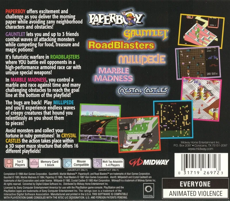 Arcade's Greatest Hits: The Atari Collection 2 box back
