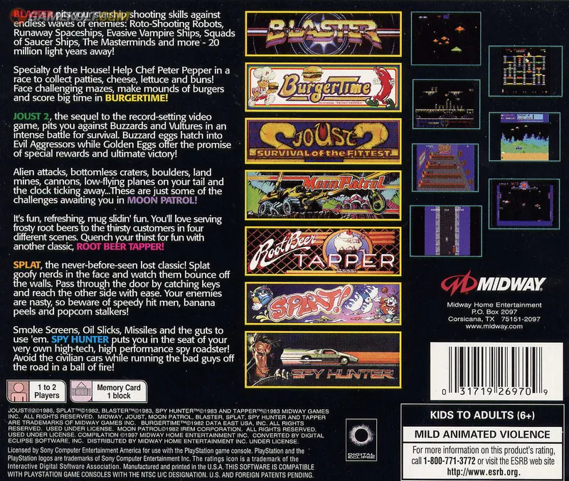 Arcade's Greatest Hits: The Midway Collection 2 box back