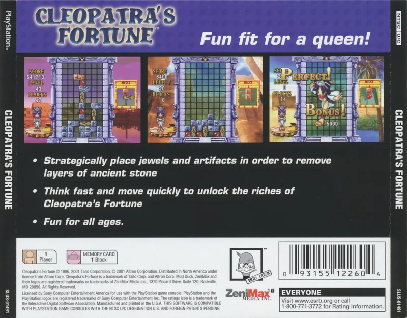 Cleopatra's Fortune box back