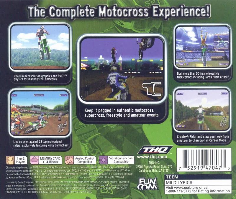 Championship Motocross 2001 featuring Ricky Carmichael box back