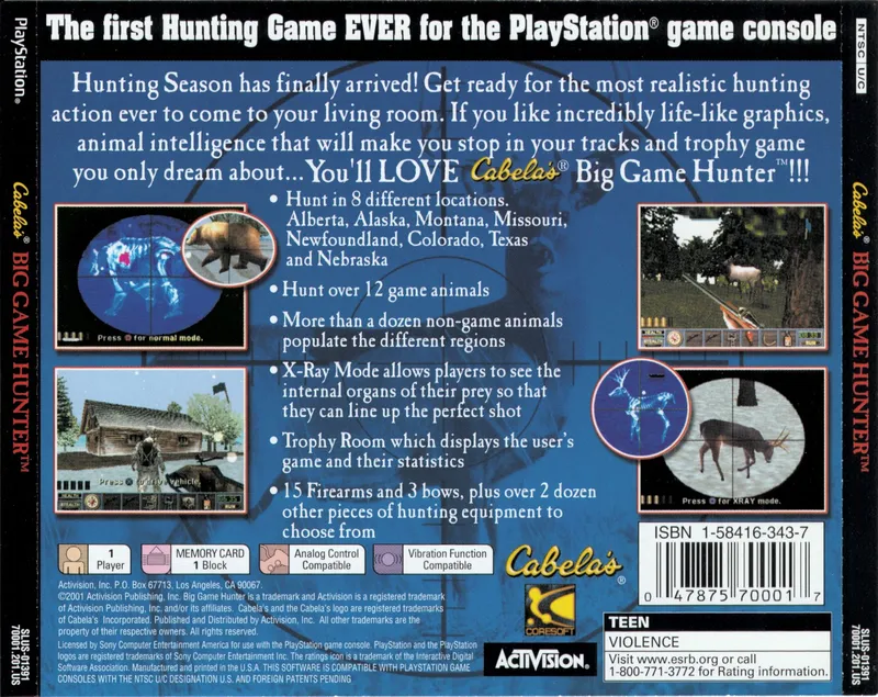 Cabela's Big Game Hunter: Ultimate Challenge box back