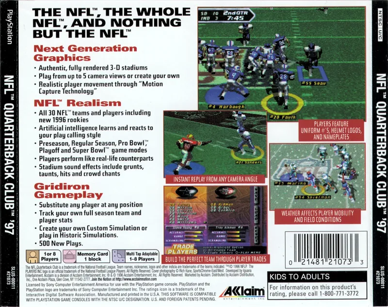NFL Quarterback Club 97 box back