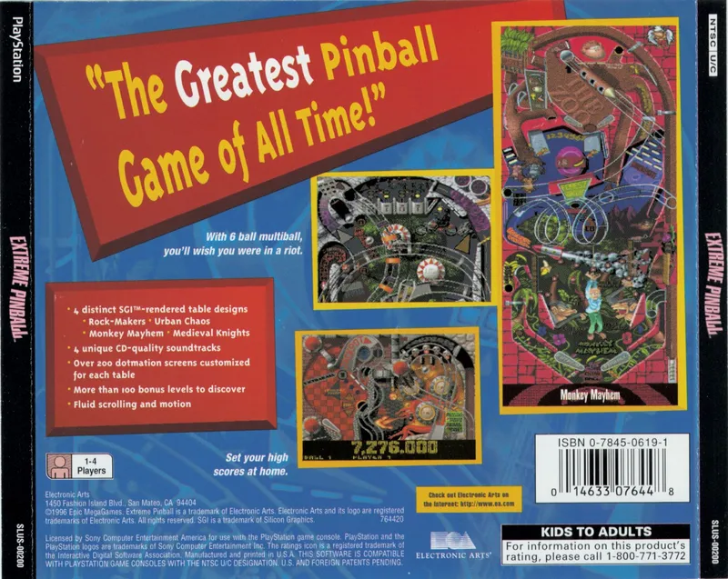 Extreme Pinball box back