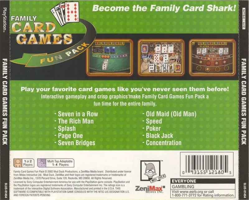 Family Card Games Fun Pack box back