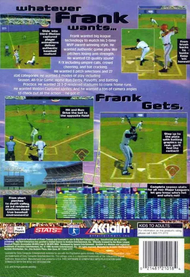 Frank Thomas Big Hurt Baseball box back