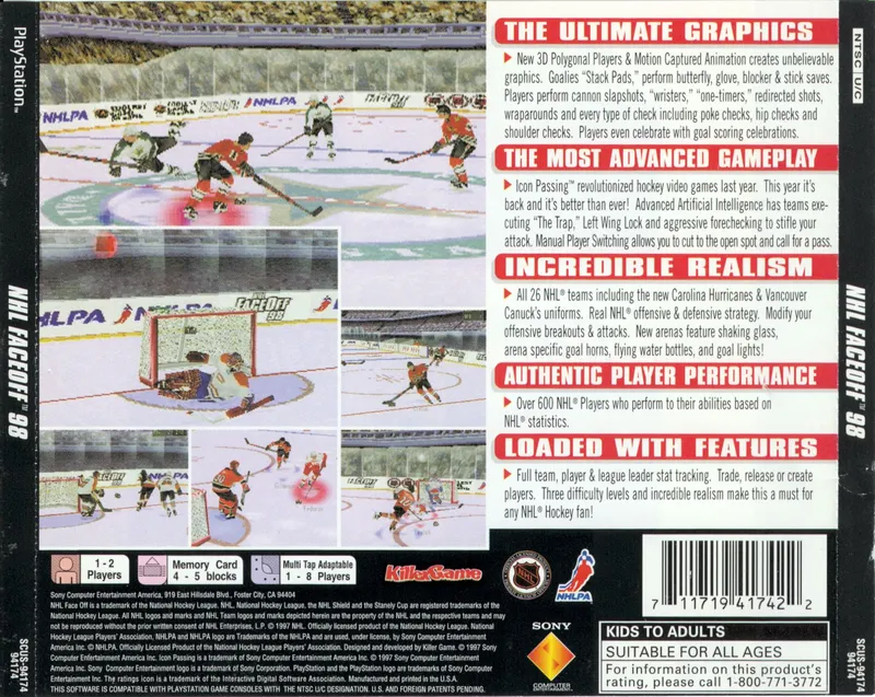 NHL FaceOff 98 box back