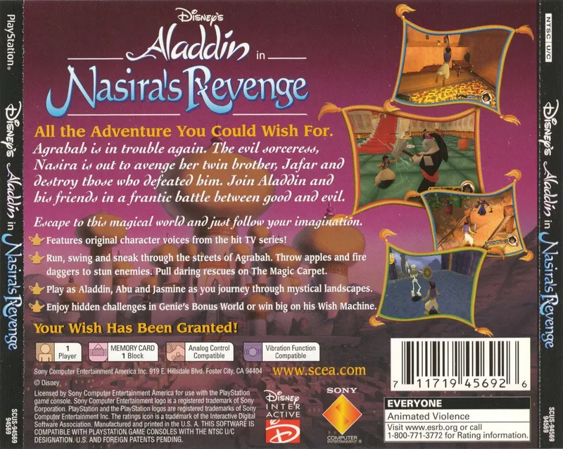 Disney's Aladdin in Nasira's Revenge box back