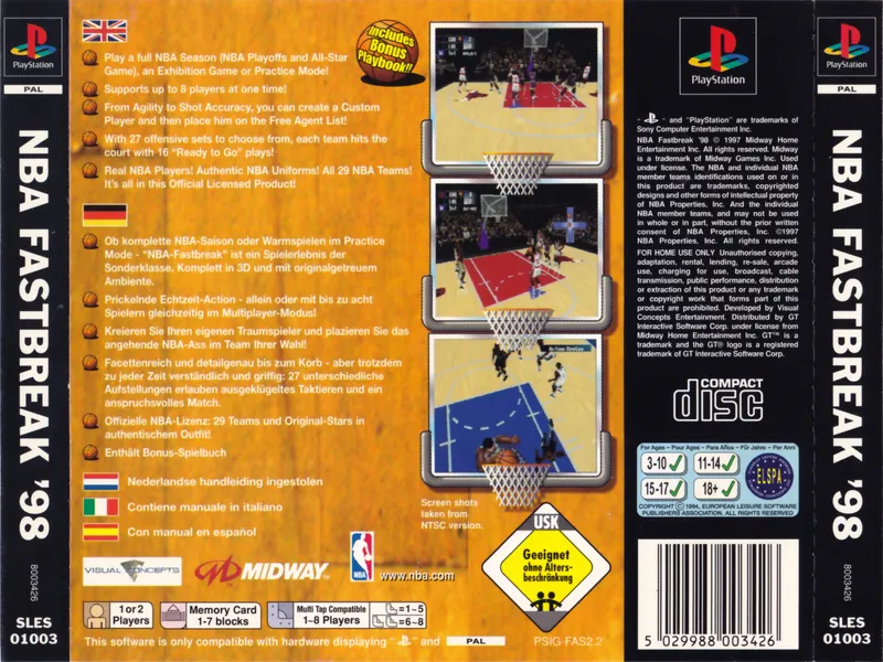 NBA Fastbreak '98 box back
