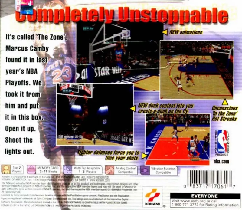 NBA In the Zone 2000 box back