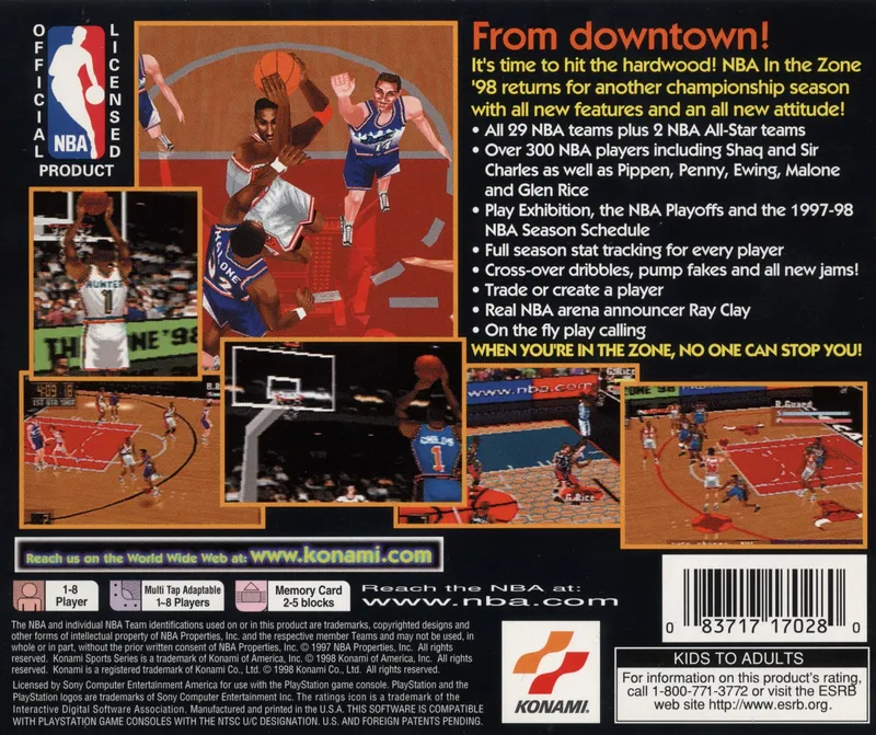 NBA In the Zone '98 box back