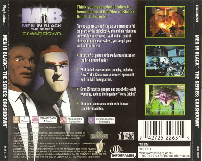 Men in Black: The Series: Crashdown box back