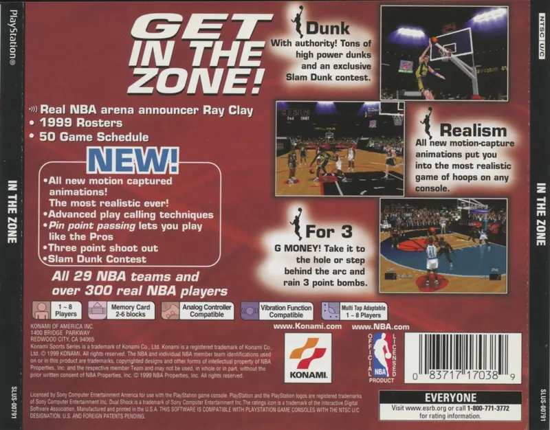 NBA In the Zone '99 box back