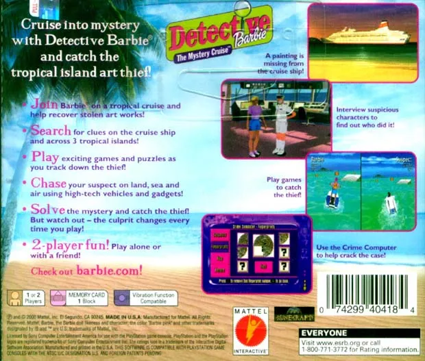 Detective Barbie: The Mystery Cruise box back